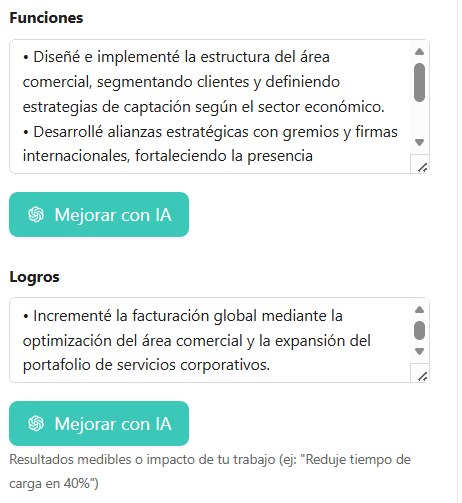 Funciones y logros optimizados